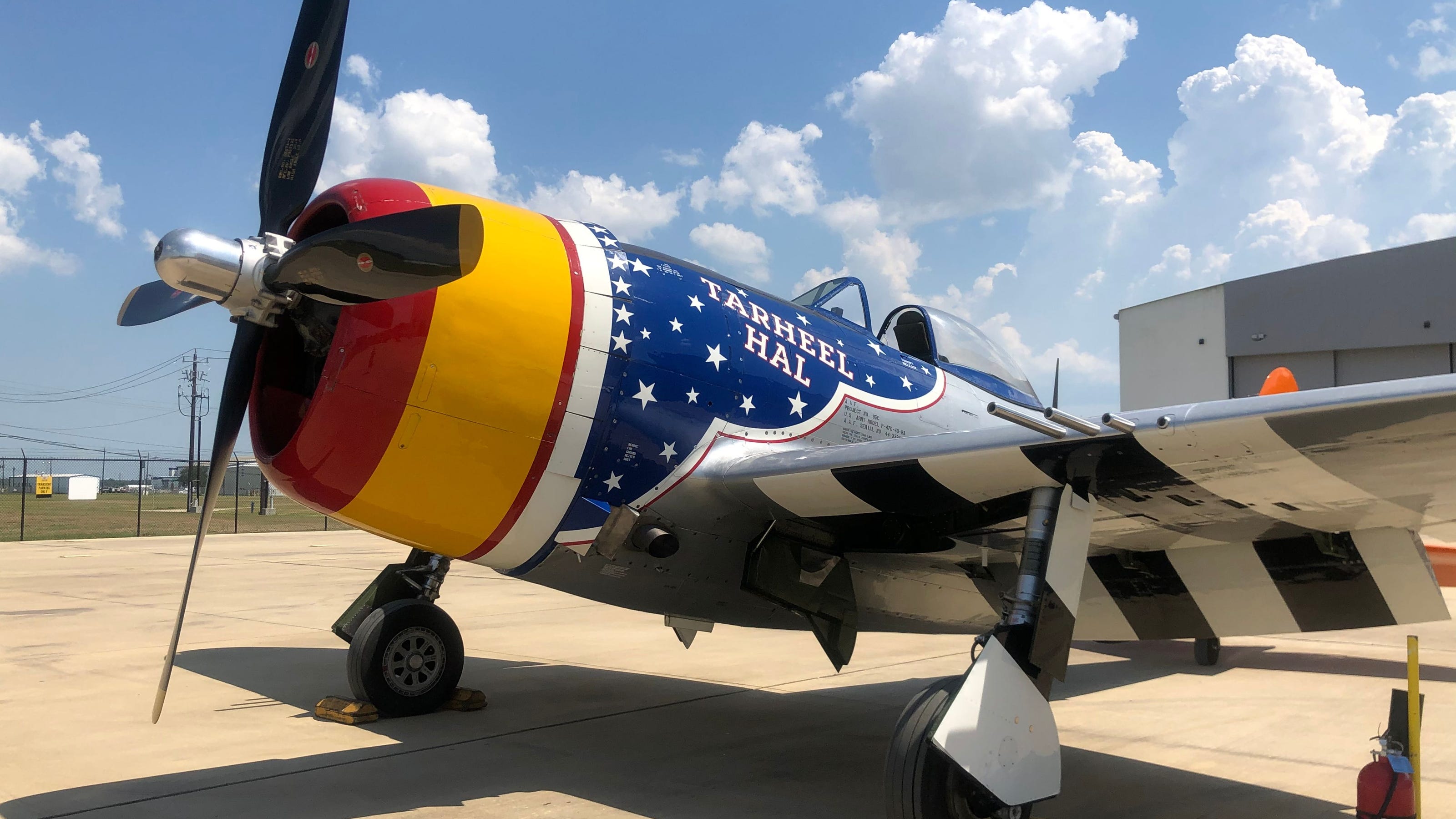 tarheel hal parked on the runway on a sunny day in evansville in 2020